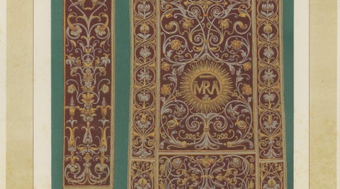 Antique Chromolithograph Liturgical Textile Ornament, Reiche Kapelle Munich 1874, close-up 5