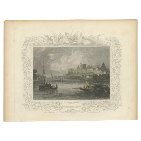Antique engraving of Windsor Castle on the Thames, Berkshire, Tombleson, c.1832