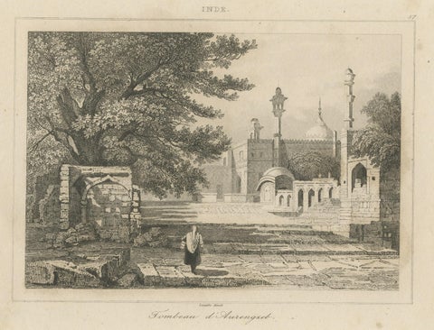 Print of Aurengzeb's Tomb, the Last Influential Mughal Emperor of India, 1860, close-up 1