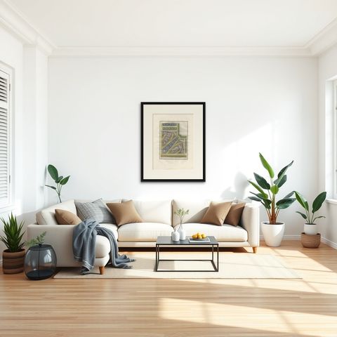 Antique Architecture Print of Ornaments 'Tav. XIV' by Albertolli, shown framed in a room, true to size