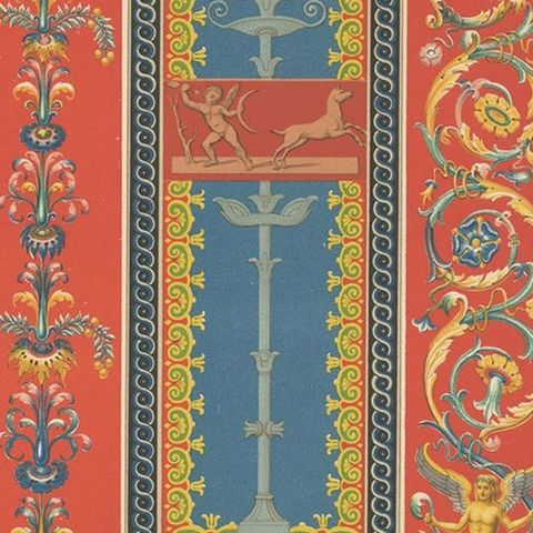 Pl. 9 Antique Print of Greek-Roman Ornaments by Racinet, circa 1890, close-up 1