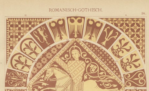 Romanesque-Gothic Architectural and Floor Designs by H. Dolmetsch, c.1887, close-up 1