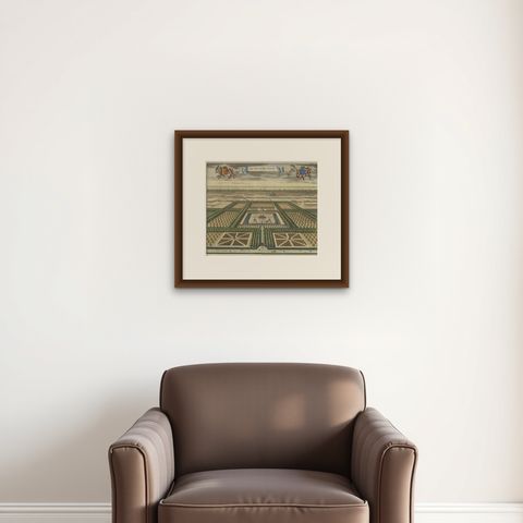 Old Print of the West-Souburg Estate, Vlissingen, in the Dutch Province Zeeland, shown framed on a wall, true to size