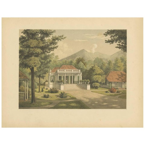 Antique Print of a House on Java by M.T.H. Perelaer, 1888