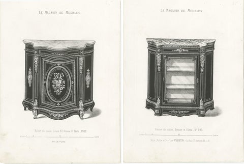 Set of 2 Antique Furniture Prints of a Vitrine and Bahut by Quetin, 'circa 1860', view 4