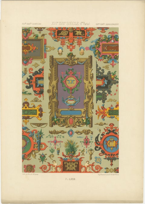 Three Monumental Renaissance Ornament Chromolithographs by Albert Racinet, 1873, view 2