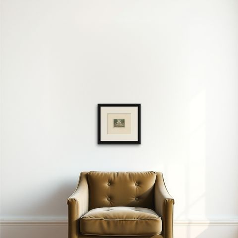 Antique Print of Heukelum Castle or Merckenburg Castle, the Netherlands, shown framed on a wall, true to size