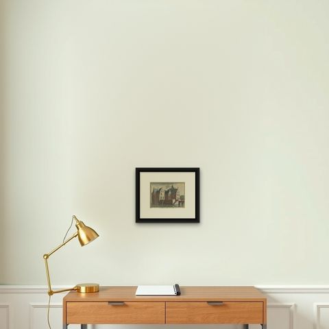 Antique Print of Loenen Castle in the Netherlands, 1750, shown framed on a wall, true to size