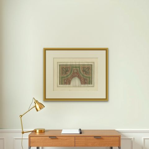 Antique Architecture Print of Ornaments 'Tav. II' by Albertolli, shown framed on a wall, true to size