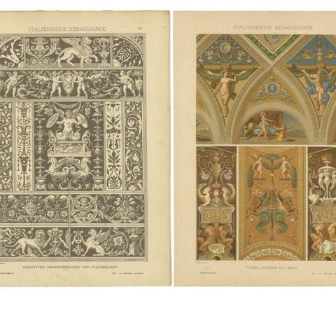 Compilation of Original Italian Renaissance Artistic Designs, Published in 1887, close-up 1