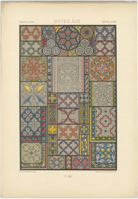 Set of Three Medieval, Celtic & Renaissance Ornament Chromolithographs, 1873, view 3