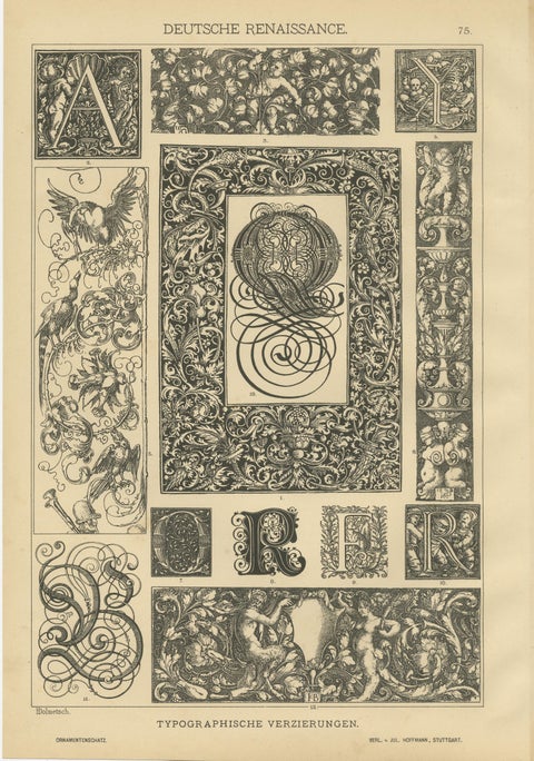 Set of 4 Antique German Renaissance Design Prints by H. Dolmetsch, c.1887, view 5