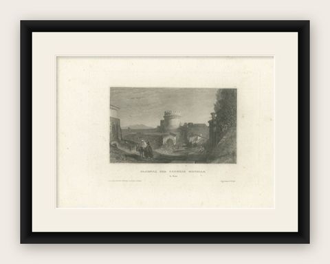 Antique Print of the Tomb of Caecilia Metella by Meyer, 1836, shown framed