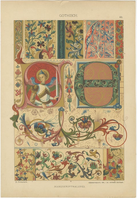 Extensive Collection of Gothic Artwork from Ornamentenschatz, 1887, view 6