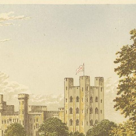 Antique Print of Penrhyn Castle by Morris, circa 1880, close-up 1
