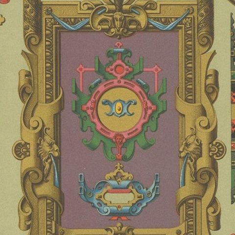 Pl. 72 Antique Print of XVIth and XVIIth Century Ornaments by Racinet (c.1890), close-up 1