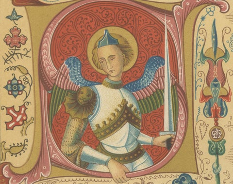 Pair of 19th Century Gothic Illuminated Ornament Prints Published in 1887, close-up 6