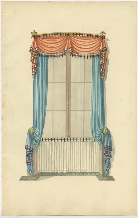 Set of 4 Antique Prints of Windows with Drapery by Sheraton '1805', view 3
