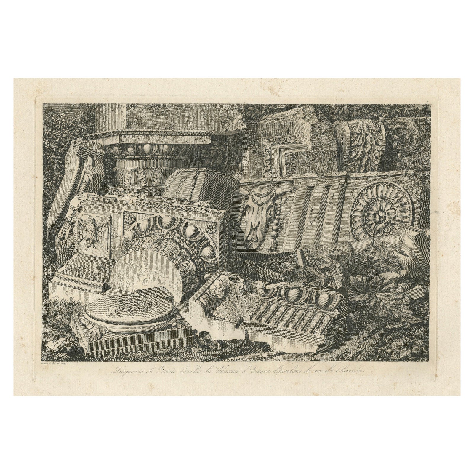 Architectural Fragments of Écouen Castle, Engraving by Baltard, c.1800