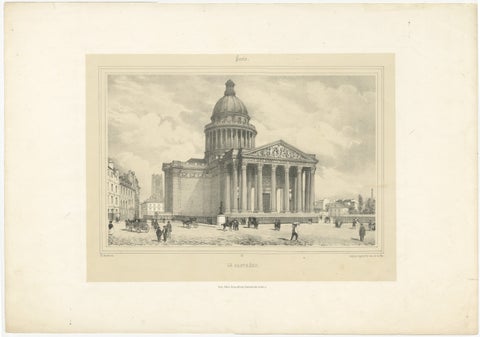 Decorative Engraved Panthéon Paris in the 1800s by Bry & Benoist, view 2