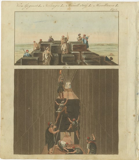 1805 Hand-Colored Engraving of Ancient Pyramid Construction from Bertuch’s Work, view 2