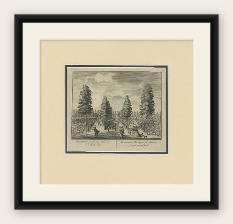 Antique Print of the Buitenrust Estate, Maliebaan, the Hague, the Netherlands, shown framed