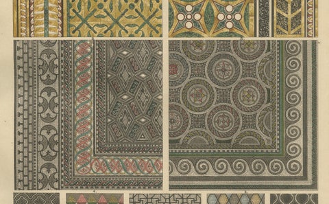 Antique Roman Architectural and Mosaic Ornament Prints, Published 1887, close-up 2