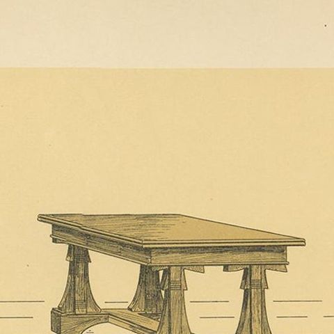 Pl. 62 Antique Print of Dining Room Furniture by Kramer, circa 1910, close-up 1