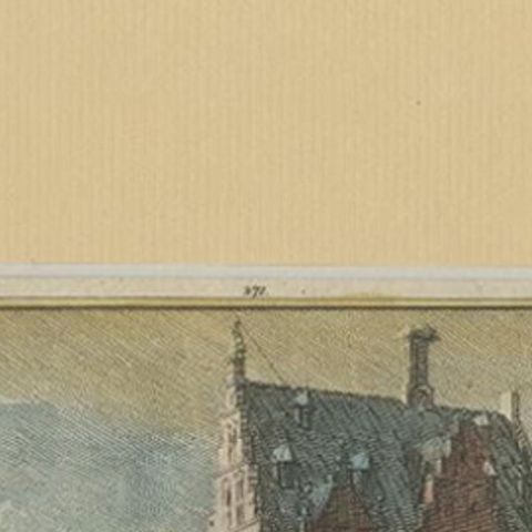 Antique Print of Groot Poelgeest Castle 'front' in The Netherlands, circa 1750, close-up 1