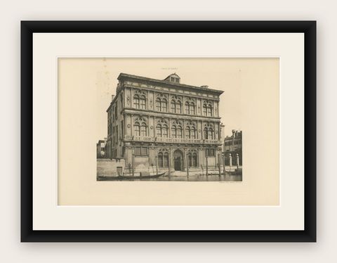 Pl. 25 Antique Print of the Ca' Vendramin Calergi Palace in Venice, circa 1890, shown framed