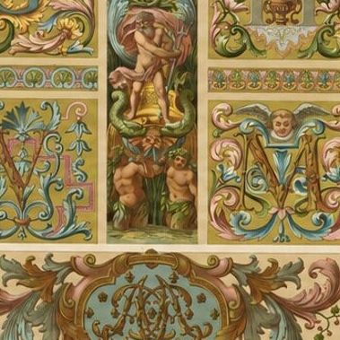 Three Monumental Renaissance Ornament Chromolithographs by Albert Racinet, 1873, close-up 1