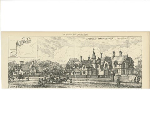Antique Print of a House in Hampton Wick, 1890, view 4
