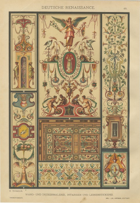 Set of 4 Renaissance Design Prints by H. Dolmetsch, Gobelins, Enamels and More, view 4