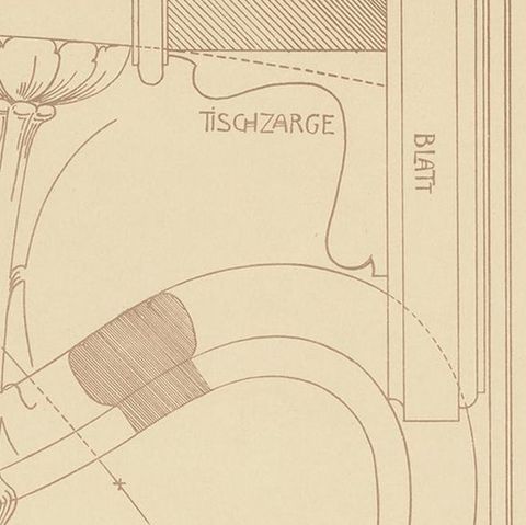 Antique Print of Furniture Details by Kramer, circa 1910, close-up 1