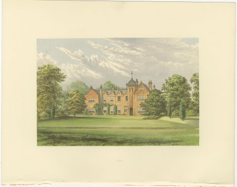 Lea Country House View, Victorian English Estate Landscape Engraving, c.1850, view 2