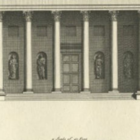 Antique Print of a Design for The Great Temple in Eastbury Park, England, 1725, close-up 1