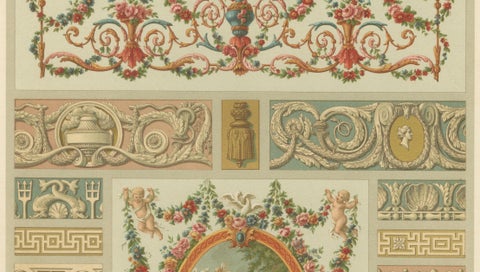 Louis XVI Decorative Panel Chromolithograph by Albert Racinet, Paris, c. 1873, close-up 5