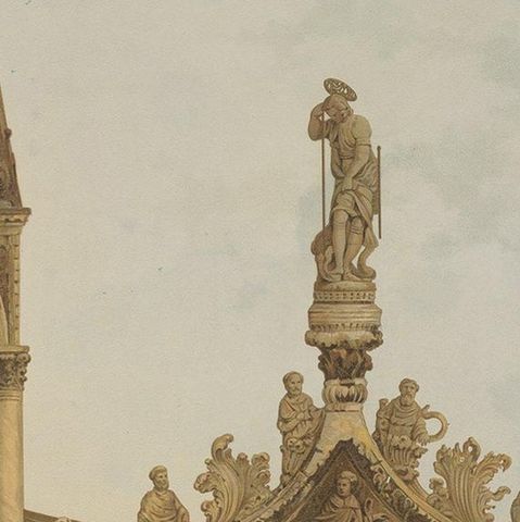 Pl. 15 Antique Print of the Portal of San Clemente of the Basilica of San Marco, close-up 1
