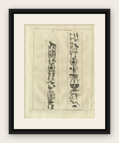 Antique Print of the Obelisk at Helopolis, Egypt, 1773, shown framed