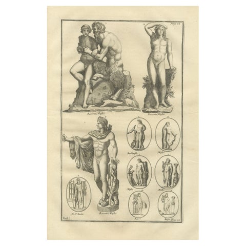 Classical Marble Statues, Apollo and Nude Figures, Montfaucon Antiquity, 1721