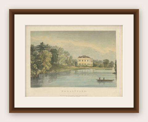 Antique Print of Harleyford Manor by Hanhart '1857', shown framed