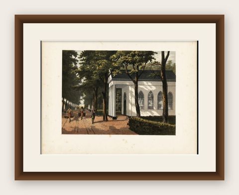 Antique Print of the Buitenzorg Estate in Batavia (Jakarta) in Indonesia, 1888, shown framed