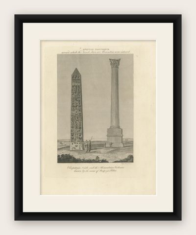 Cleopatra's Needle and Pompey's Pillar: Monuments of Ancient Alexandria, 1815, shown framed