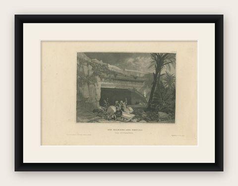 Antique Print of the Tomb of the Kings in Jerusalem, 1836, shown framed