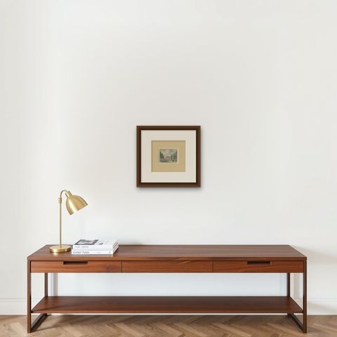Antique Print of Gunterstein Castle Near Breukelen in the Netherlands, shown framed on a wall, true to size