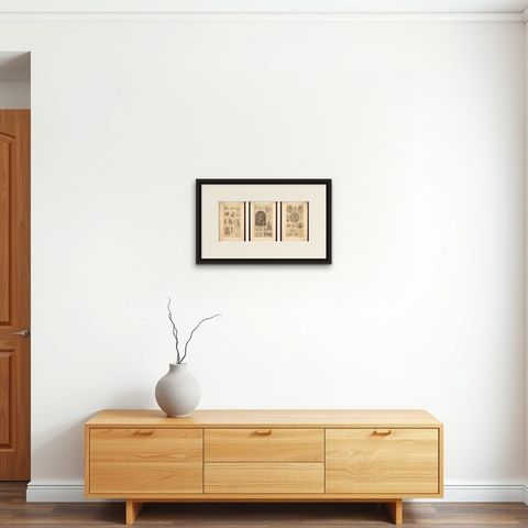 Classical Gods & Mythology, Set of 3 Antique Engravings, Montfaucon 1721, shown framed on a wall, true to size