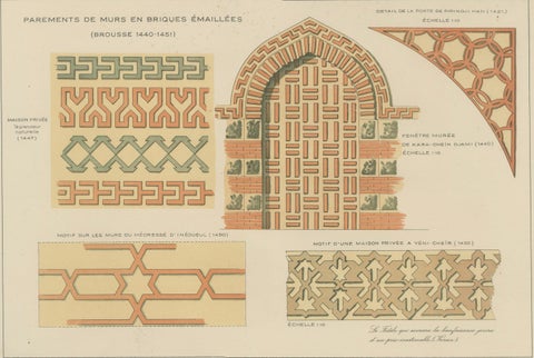 Antique Ottoman Glazed Brick Ornament Print, Bursa & İnegöl, Published in 1924, close-up 2