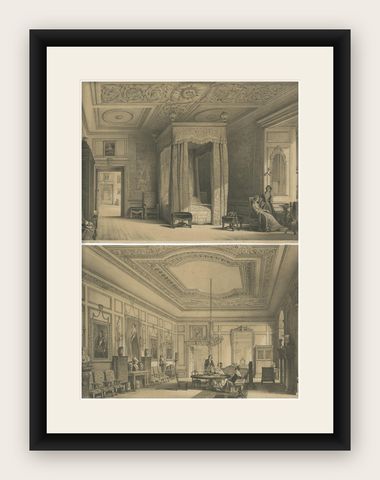 Set of Two Antique Prints of Warwick Castle by Hanhart 'circa 1850', shown framed
