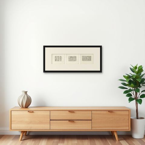 French Renaissance Relief Sculptures, Château d’Écouen Engravings, 1803, shown framed on a wall, true to size