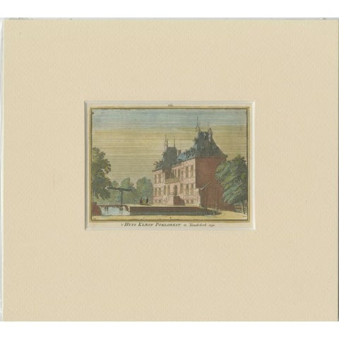 Antique Print of 'Huis Klein Poelgeest' a Castle in Ridderkerk, Holland, c.1750, view 2